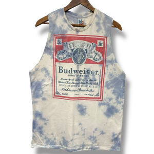 Vintage Budweiser Beer T Shirt Tank Top Junk Food Tie Dye Thrashed Paint Mens M
